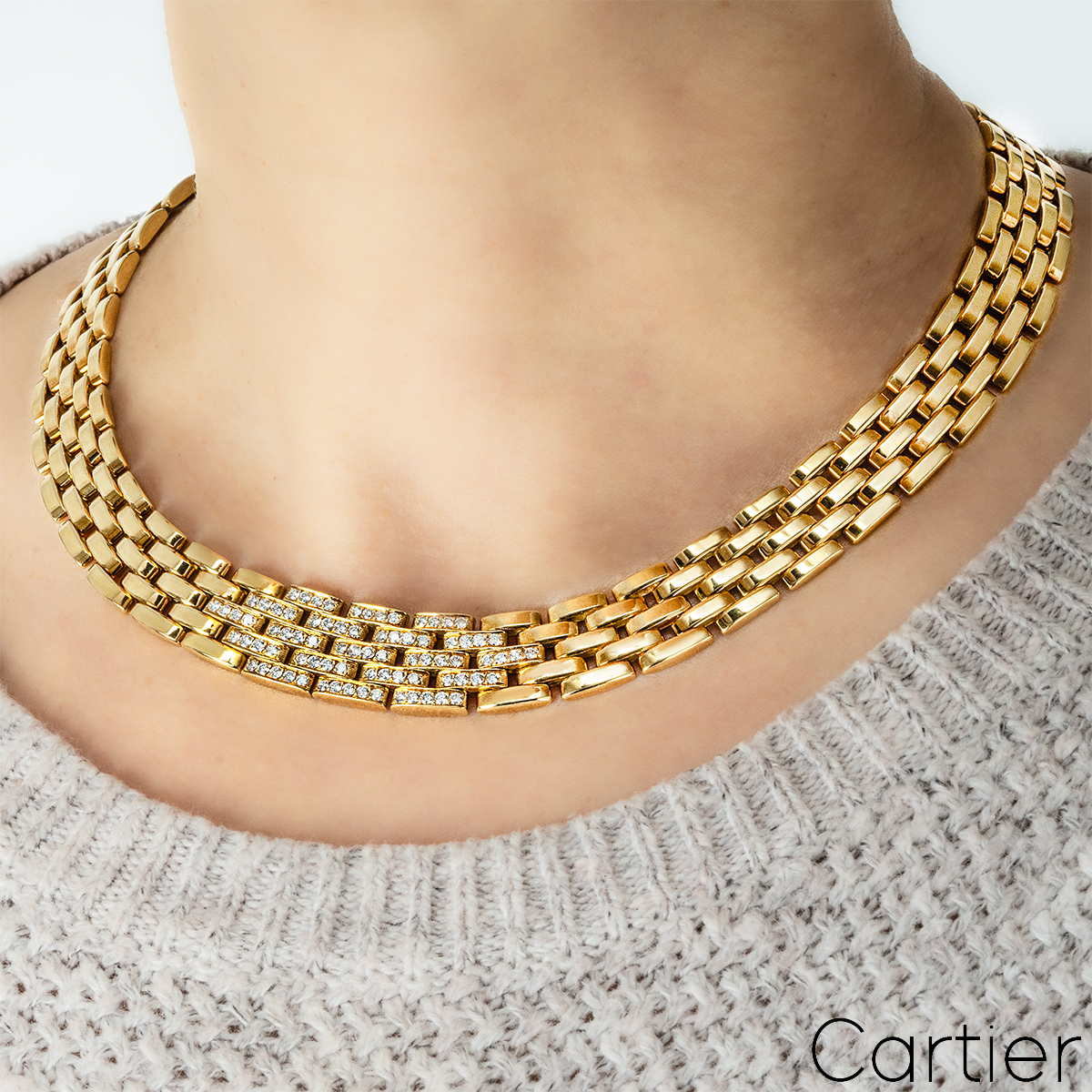 Cartier Yellow Gold Maillon Panthere Diamond Necklace